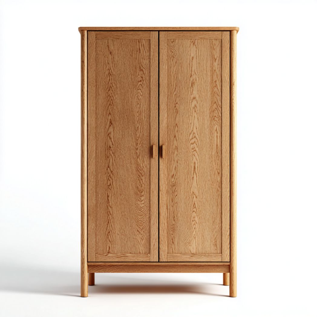 Armoire penderie en bois massif de chêne à deux portes
