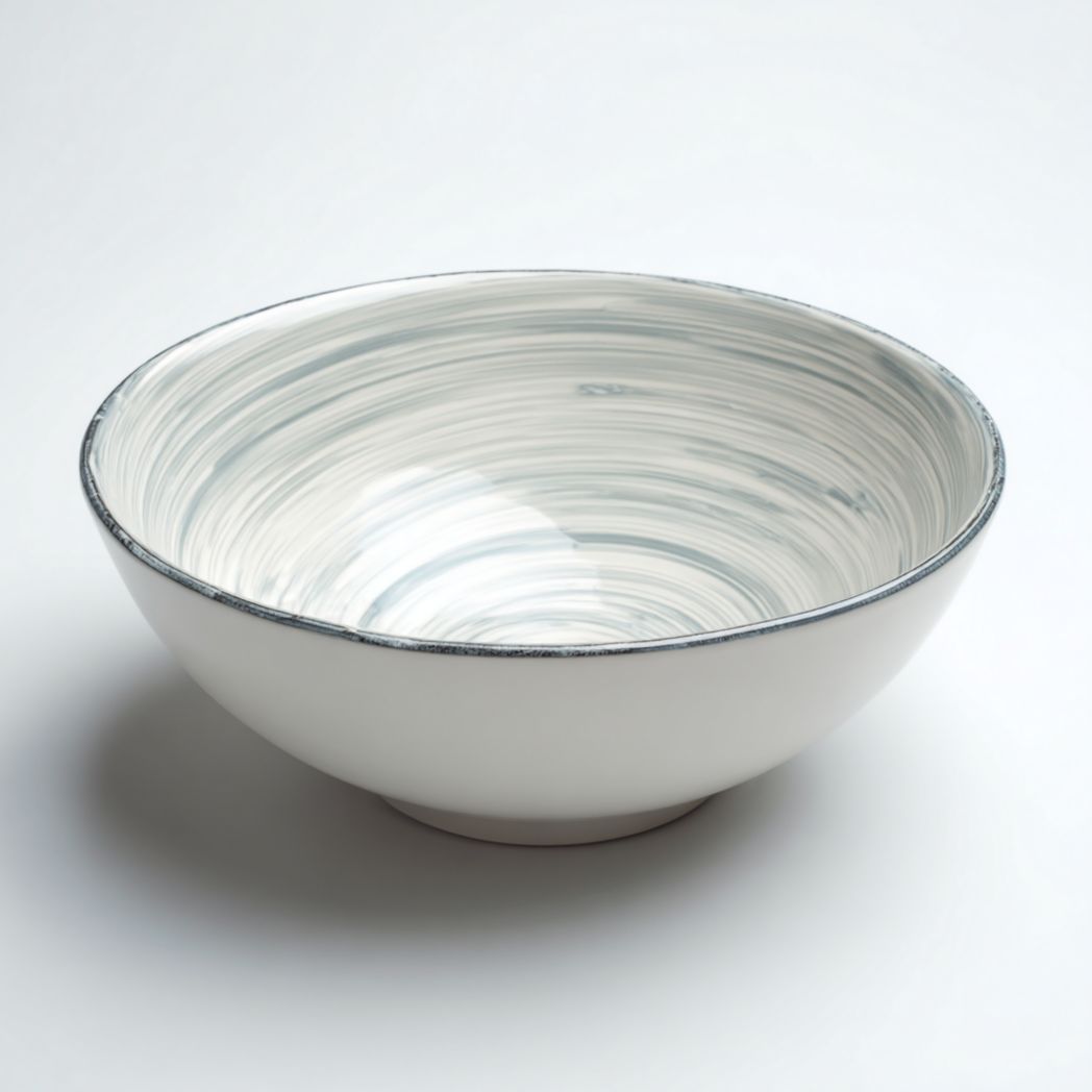 Bol en Céramique Blanc avec Motif Tourbillonnant Bleu