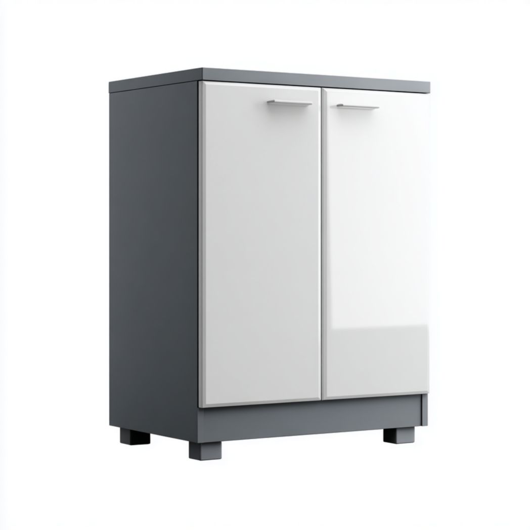 Meuble bas de cuisine bicolore gris foncé et blanc