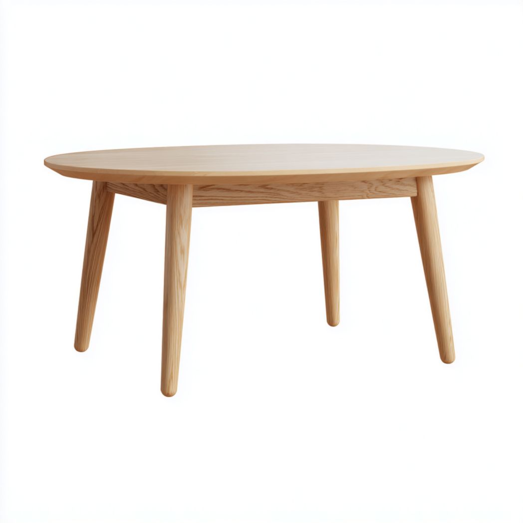 Table basse ronde en bois massif brun clair