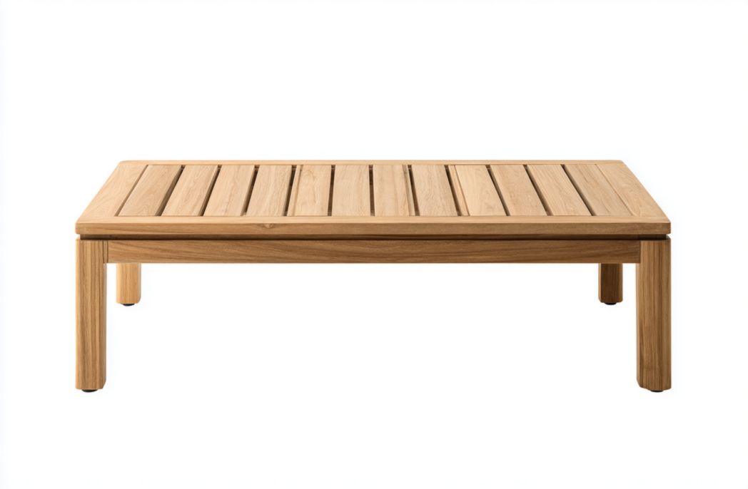 Table basse d’extérieur en bois – Rectangulaire marron clair pour jardin