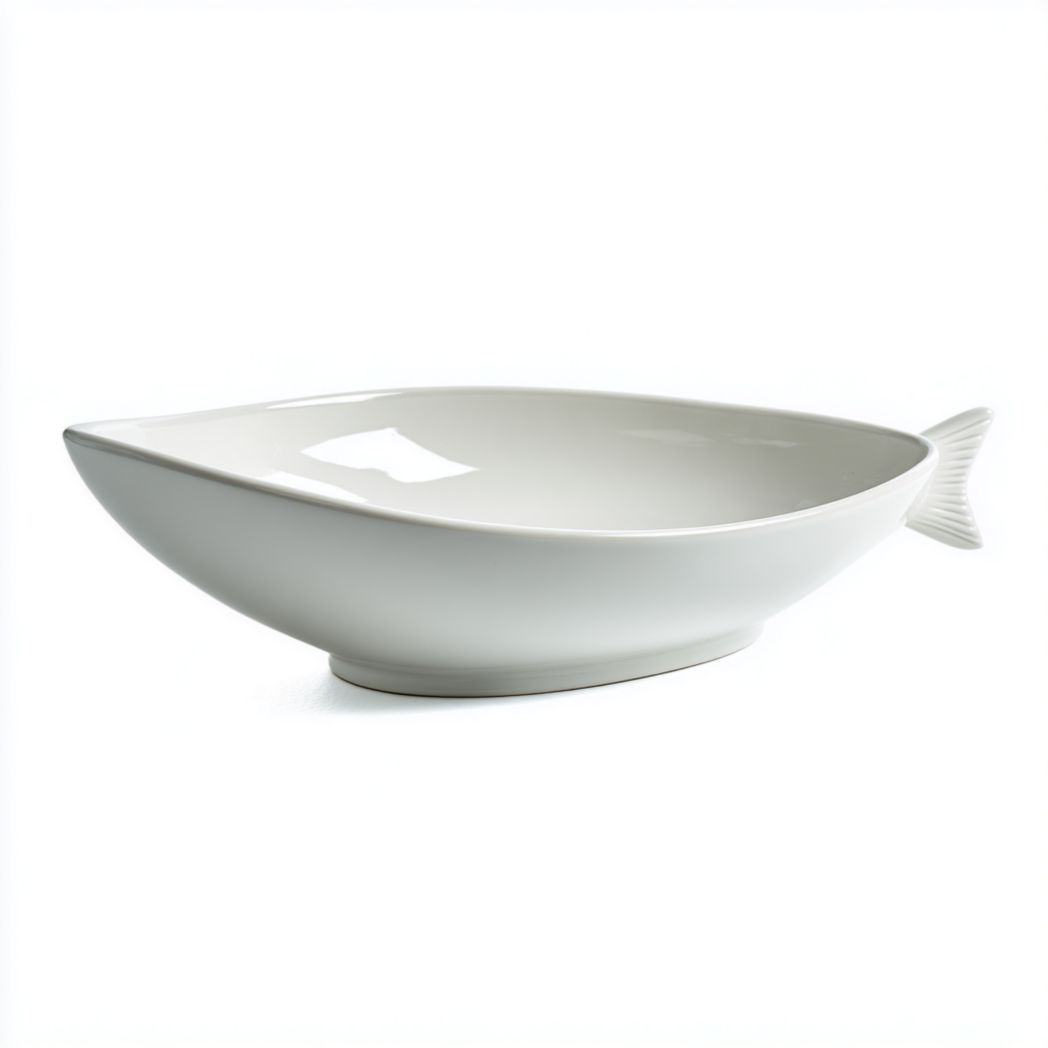 Bol en Céramique Blanc en Forme de Poisson