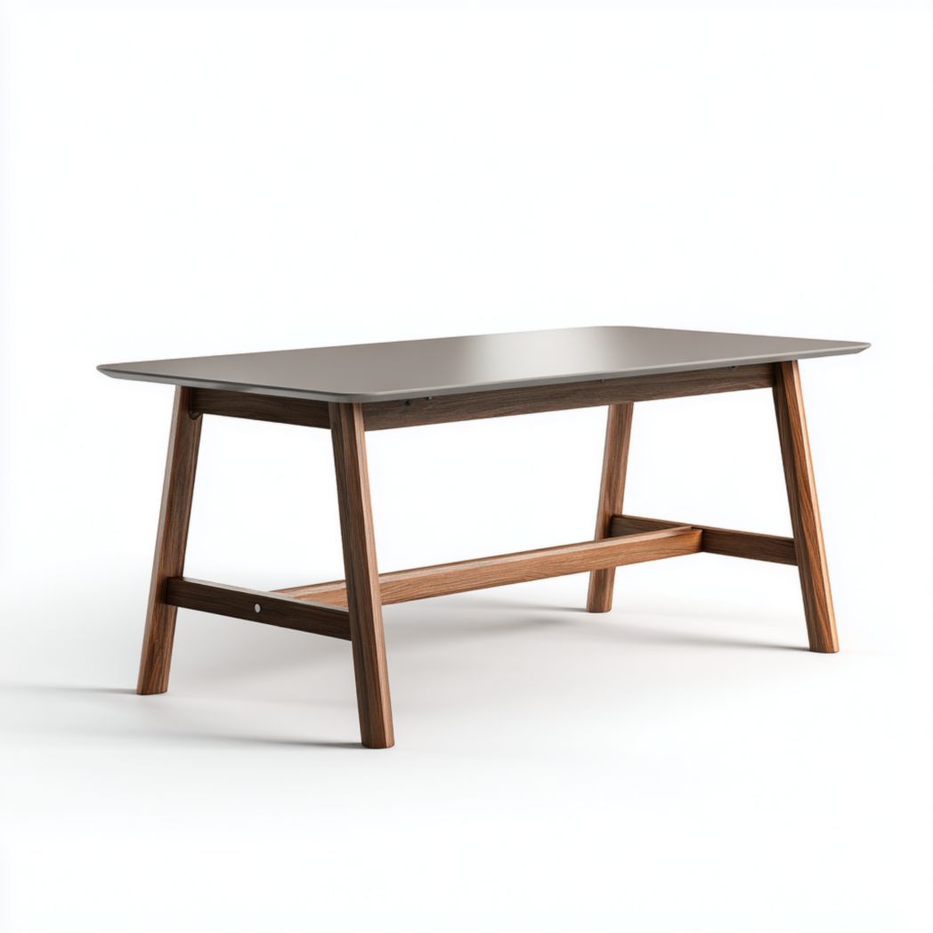 Table à manger avec plateau gris et support marron