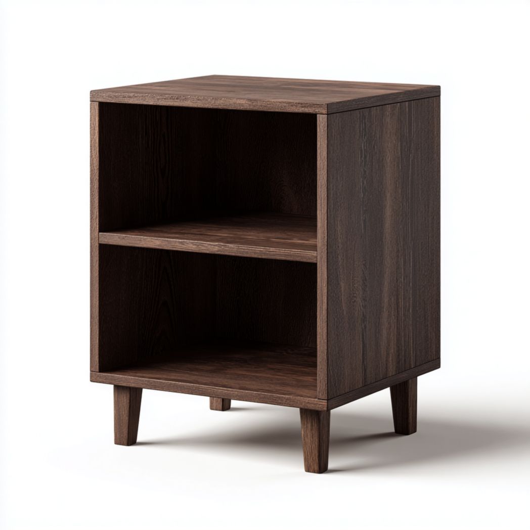 Table de chevet marron foncé en panneau MDF