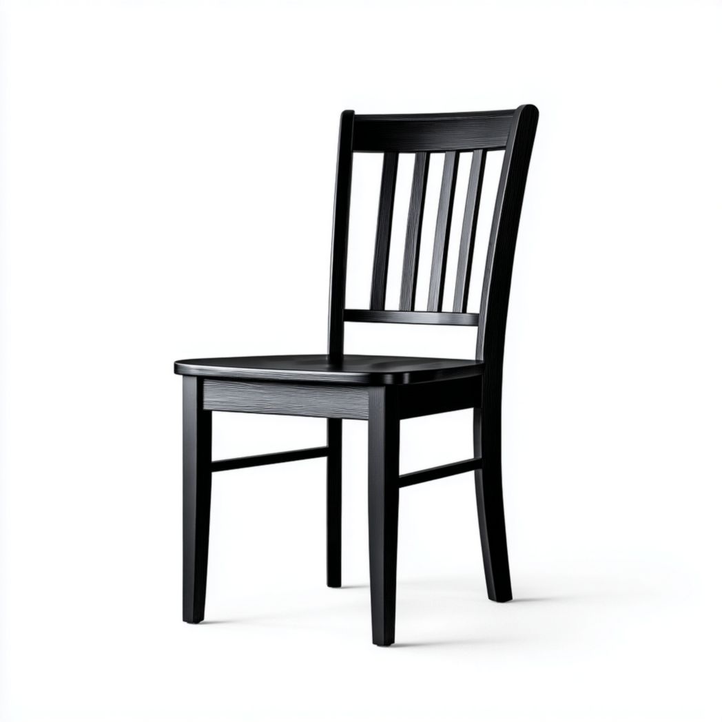 Chaise de jardin en bois massif noire avec dossier à lattes verticales