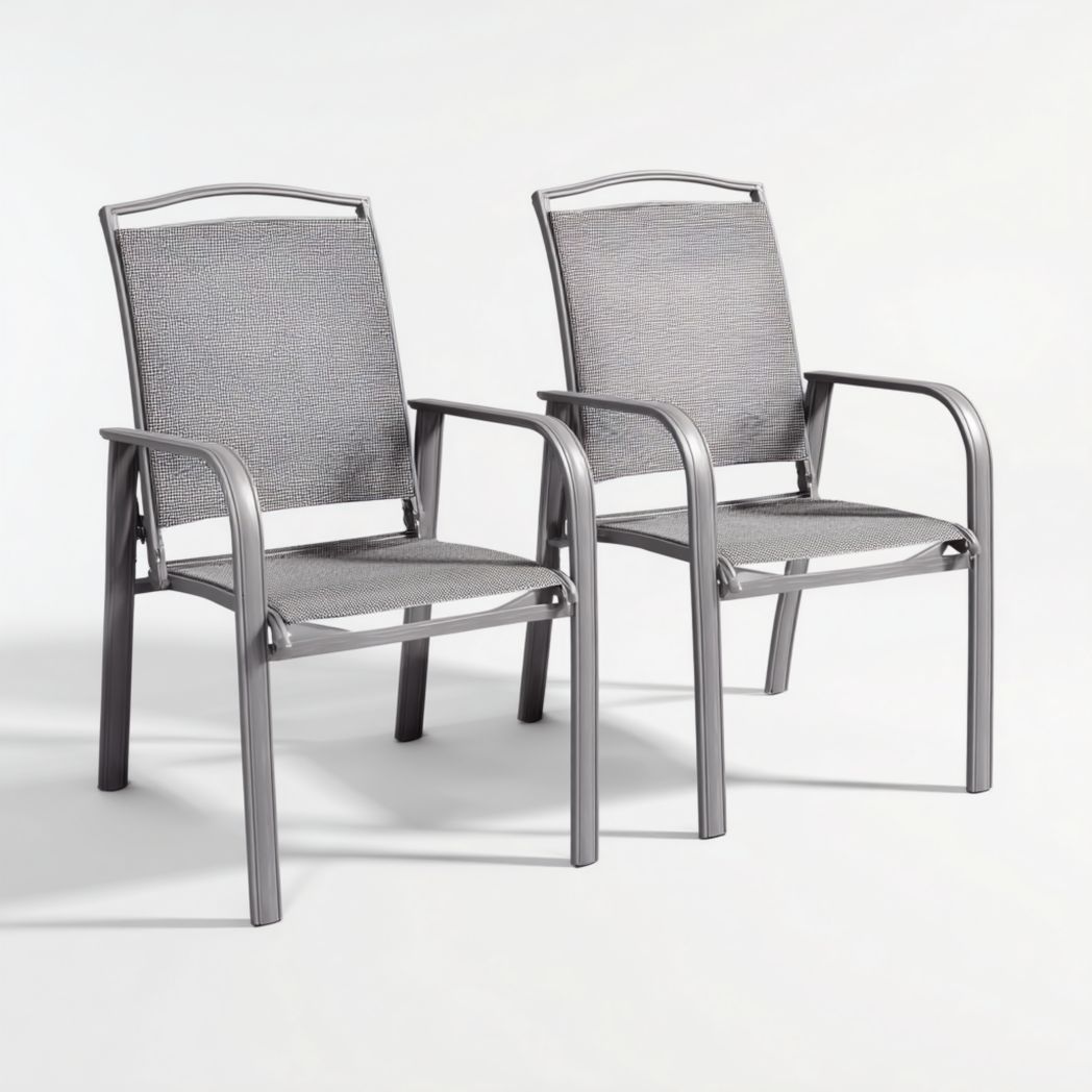 Lot de 2 chaises de jardin en métal gris