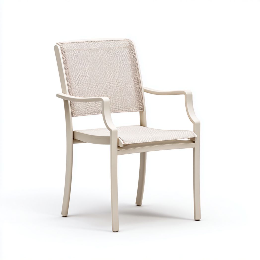 Chaise de jardin empilable en aluminium avec toile beige et accoudoirs