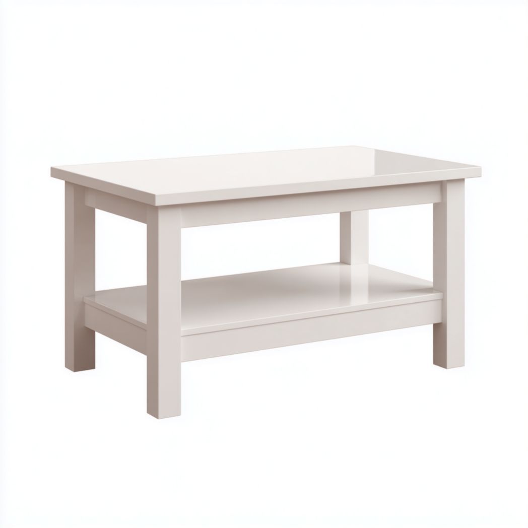 Table basse rectangulaire blanche à deux niveaux
