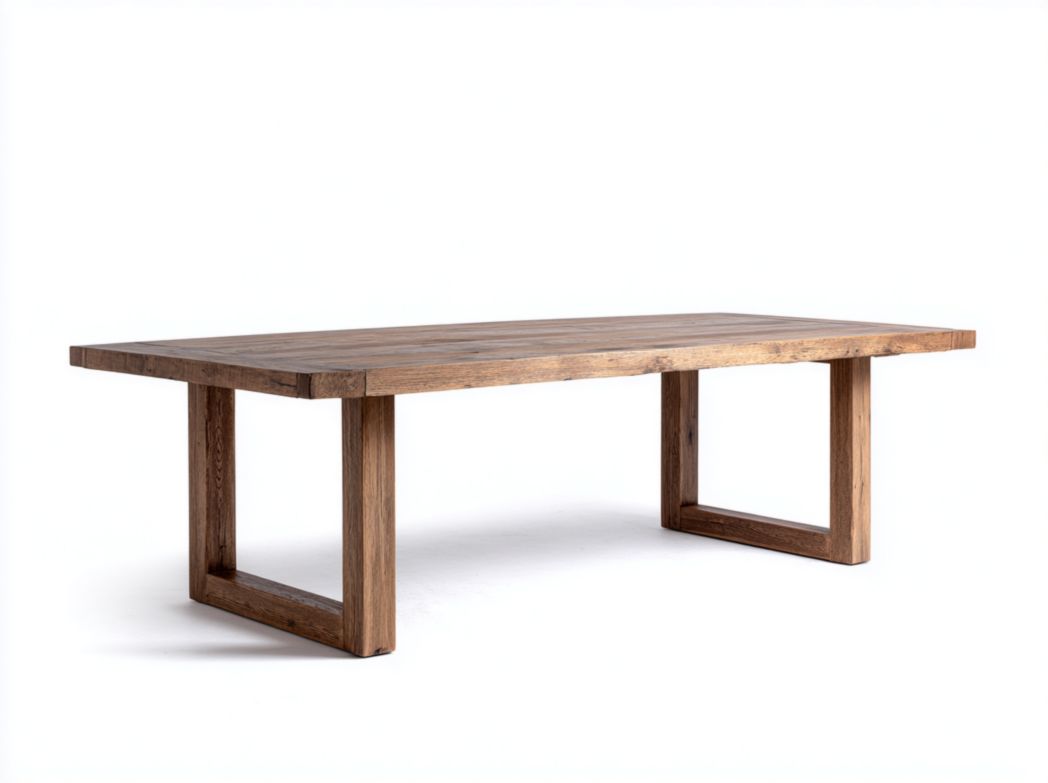Table à manger rectangulaire brun foncé pieds carrés en bois