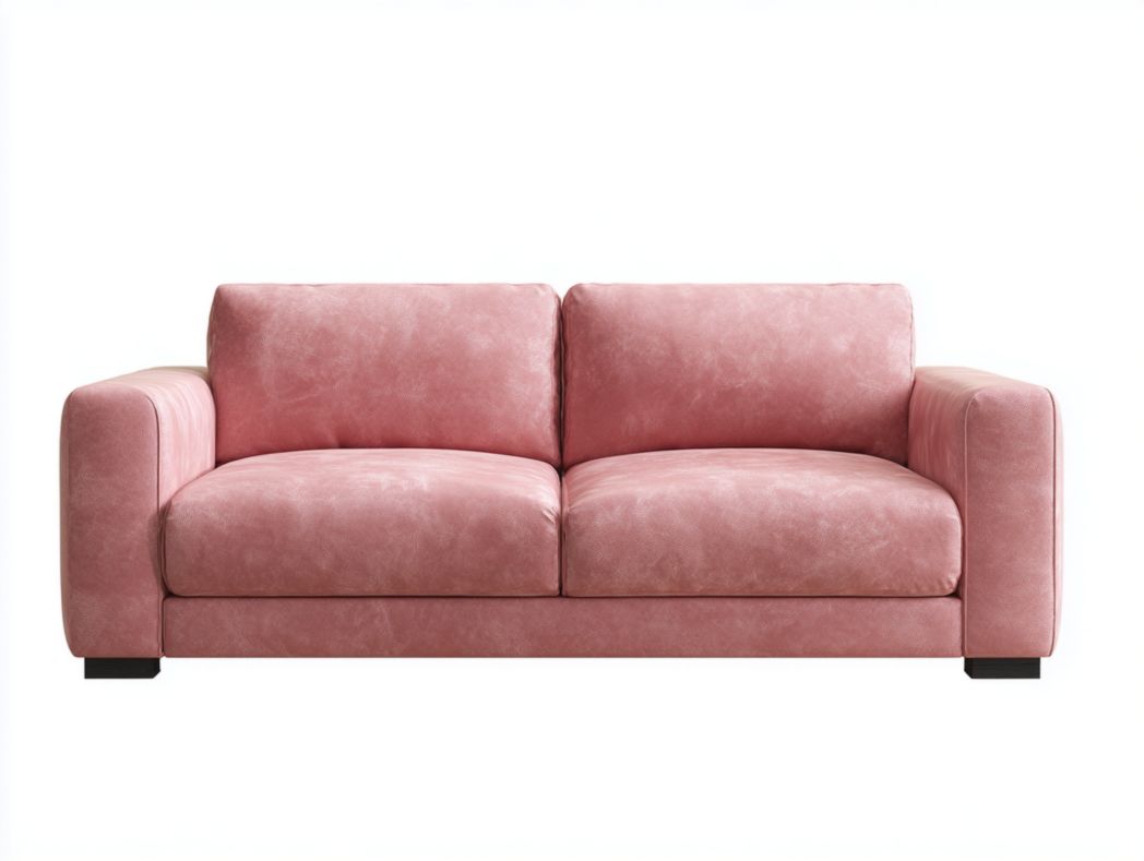 Canapé 2 places revêtement cuir synthétique rose avec pieds en métal noir