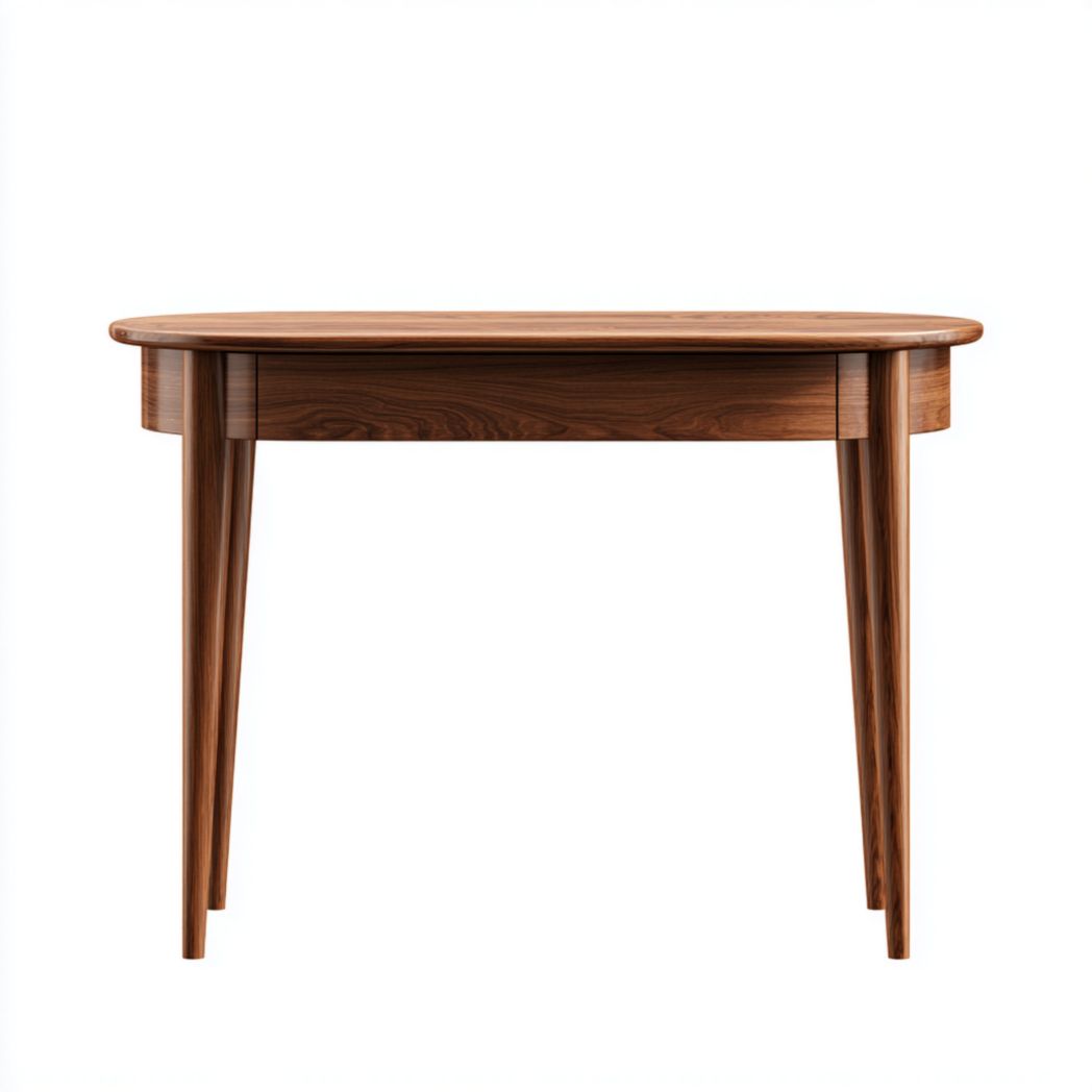 Console demi-ronde en bois brun foncé