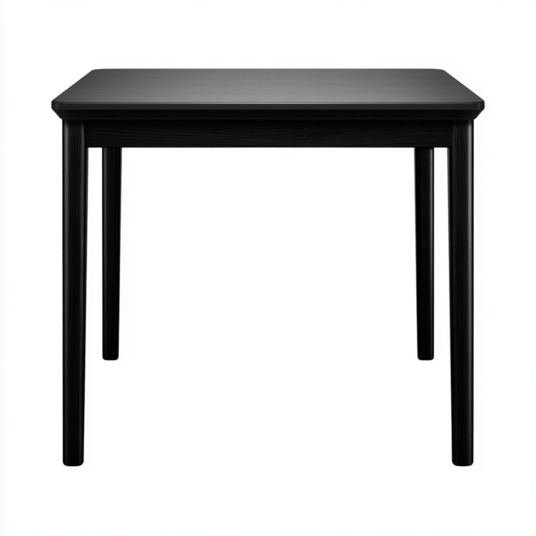 Table de jardin carrée noire en bois avec structure à coins arrondis