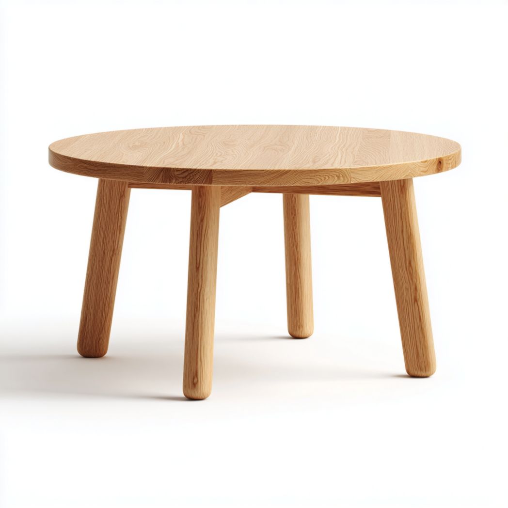 Table basse ronde en bois marron clair