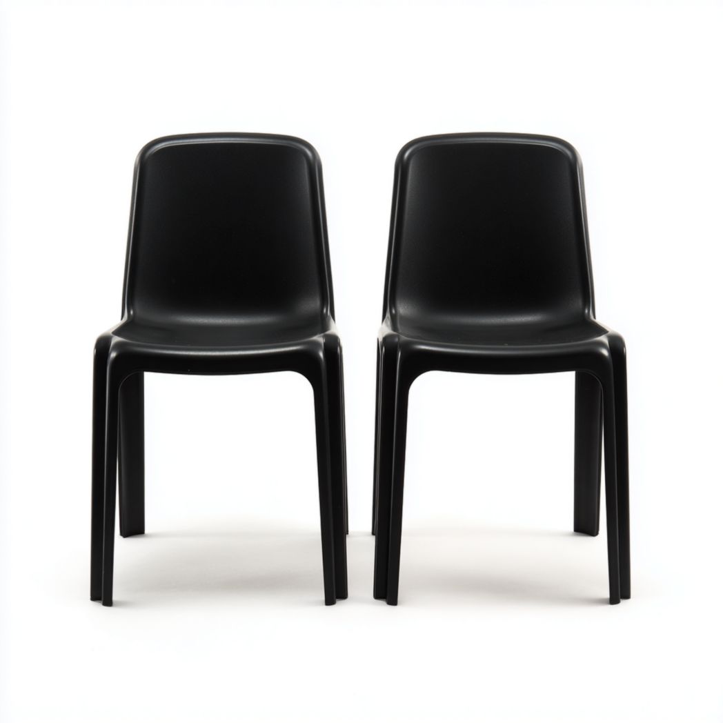 Lot de 2 chaises de jardin empilables en polypropylène noir monobloc