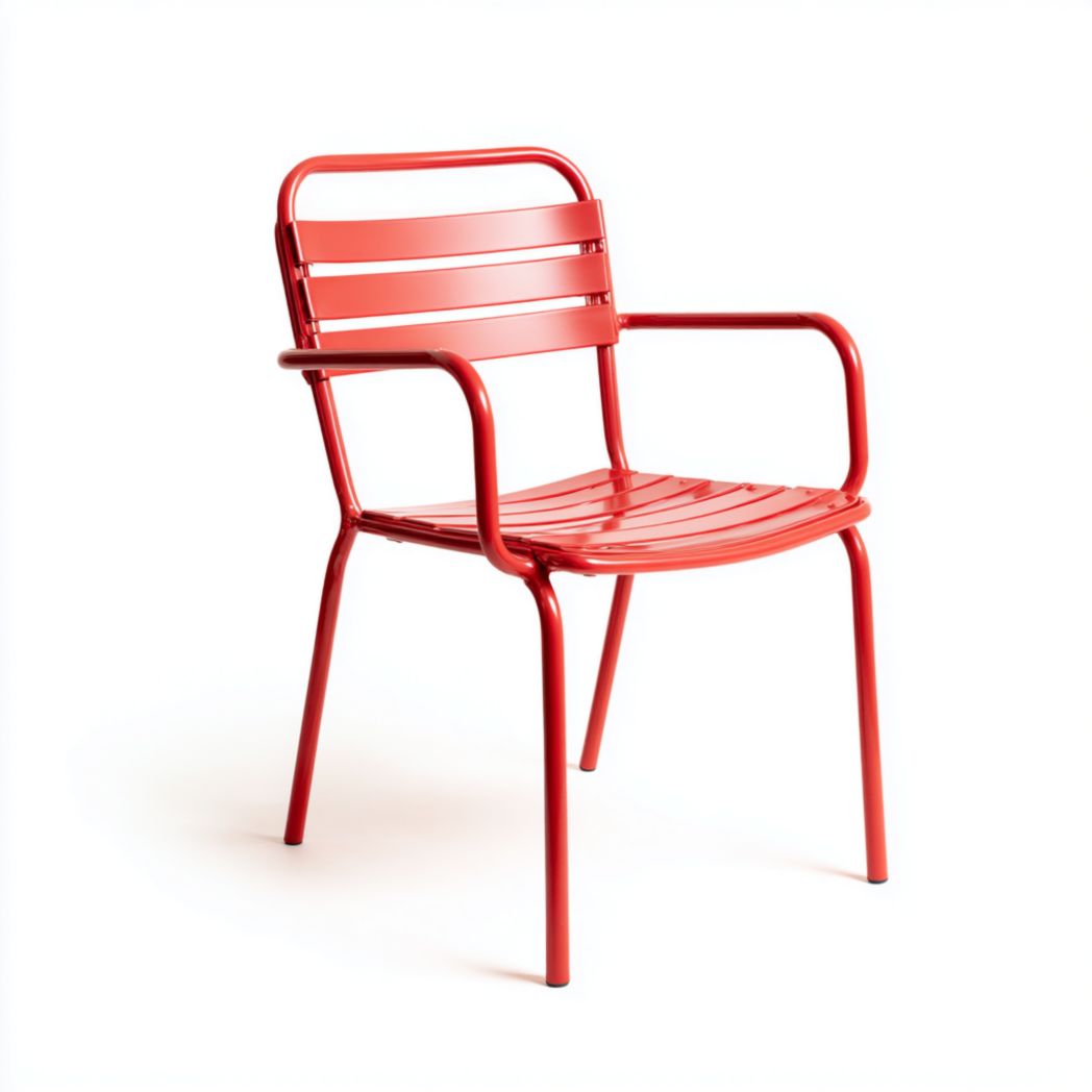 Chaises de jardin en métal rouge avec accoudoirs
