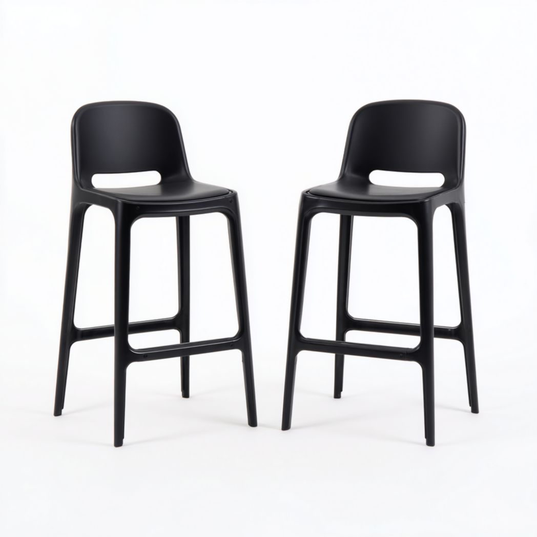 Lot de 2 tabourets de bar en plastique noir