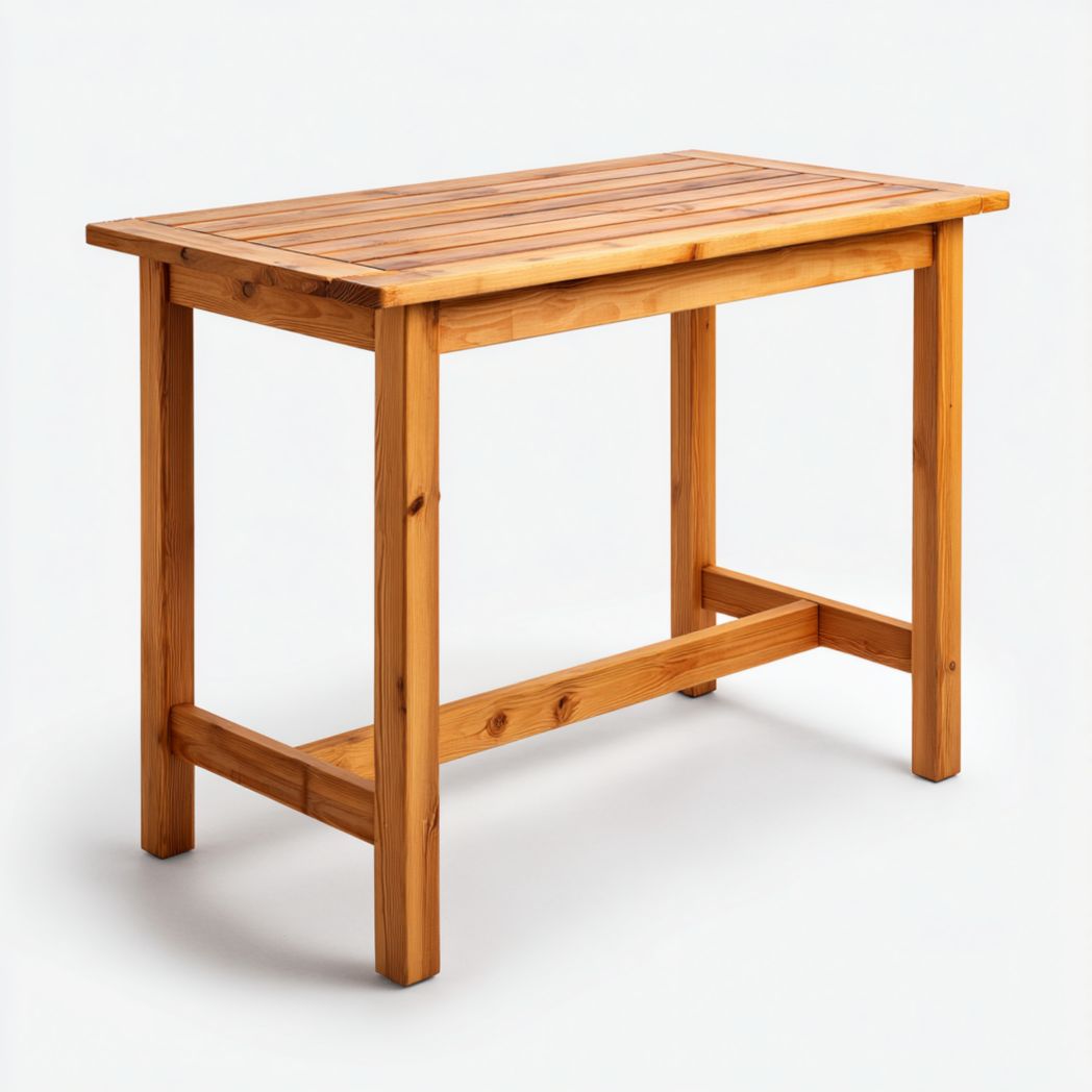 Table de jardin rectangulaire marron à lattes en bois