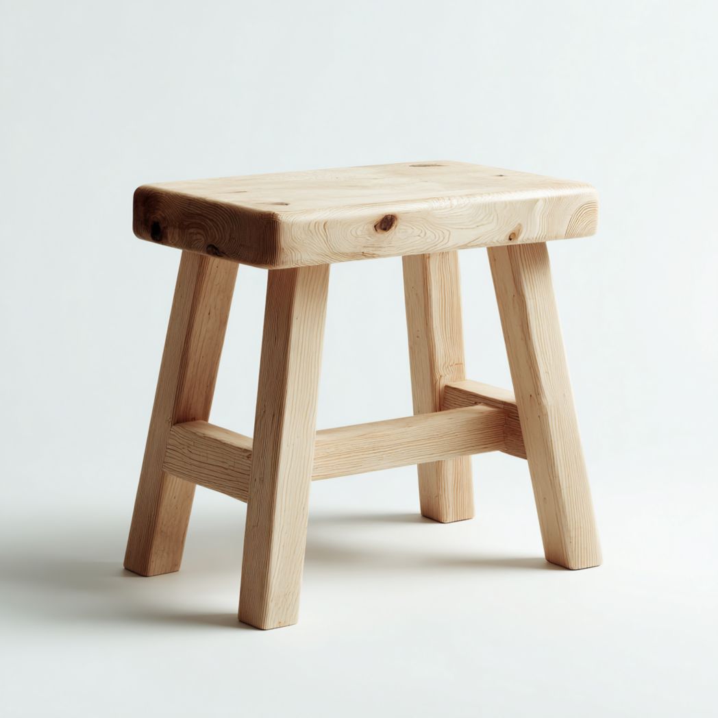 Tabouret en bois massif pin brun clair
