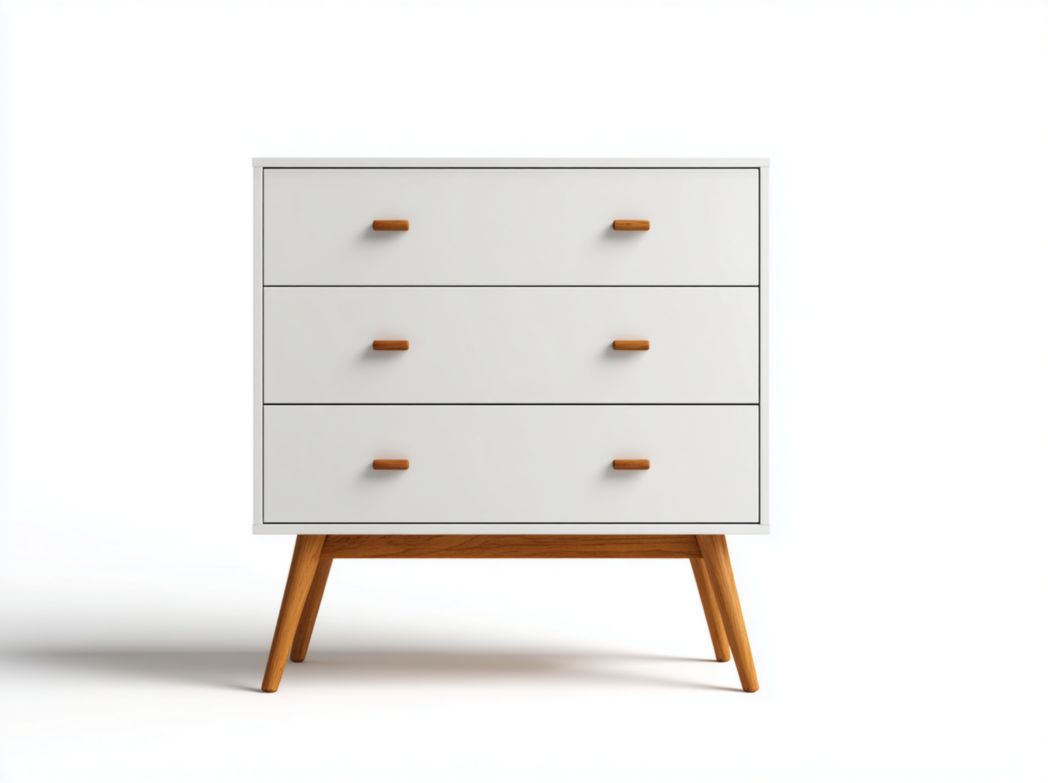 Meuble à chaussures 3 tiroirs blanc avec poignées marron