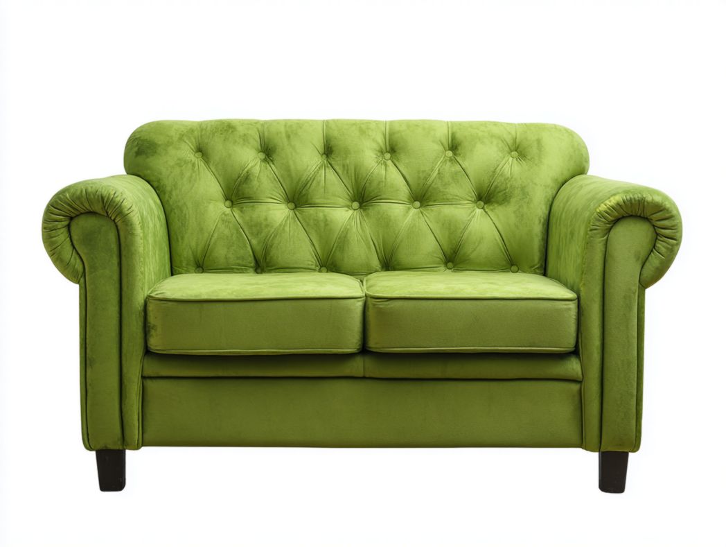 Canapé 2 places tissu velours vert avec pieds en bois noir