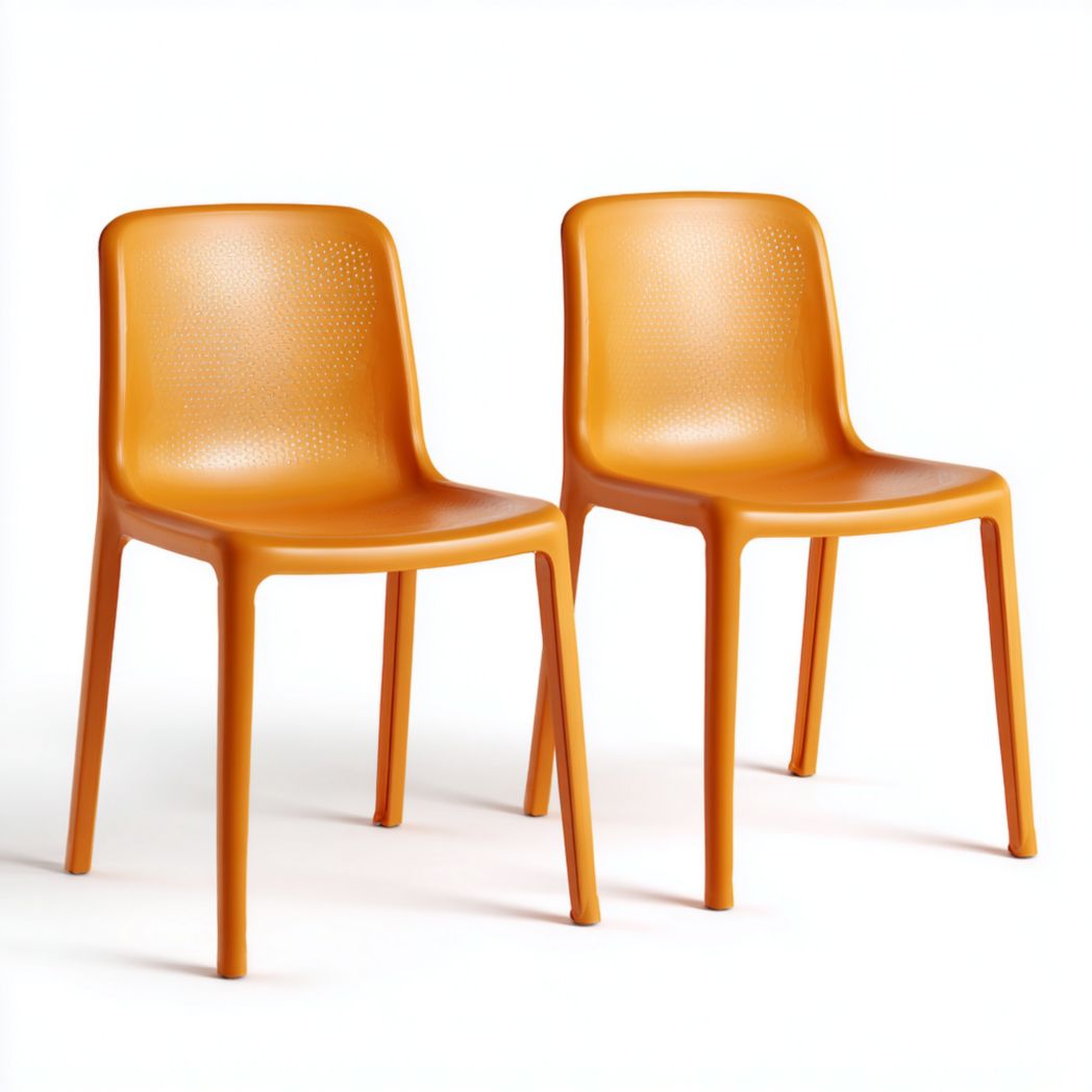 Lot de 2 chaises de jardin en polypropylène orange