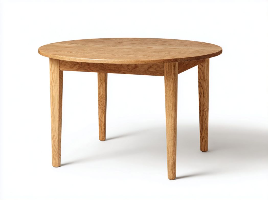 Table à manger ronde en chêne massif brun clair