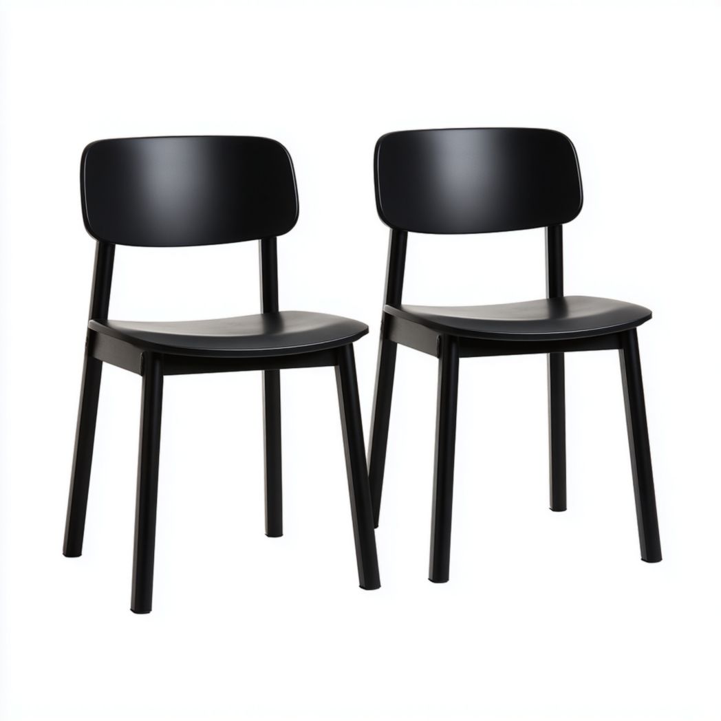 Lot de 2 chaises de jardin en polypropylène noir avec dossier ovale
