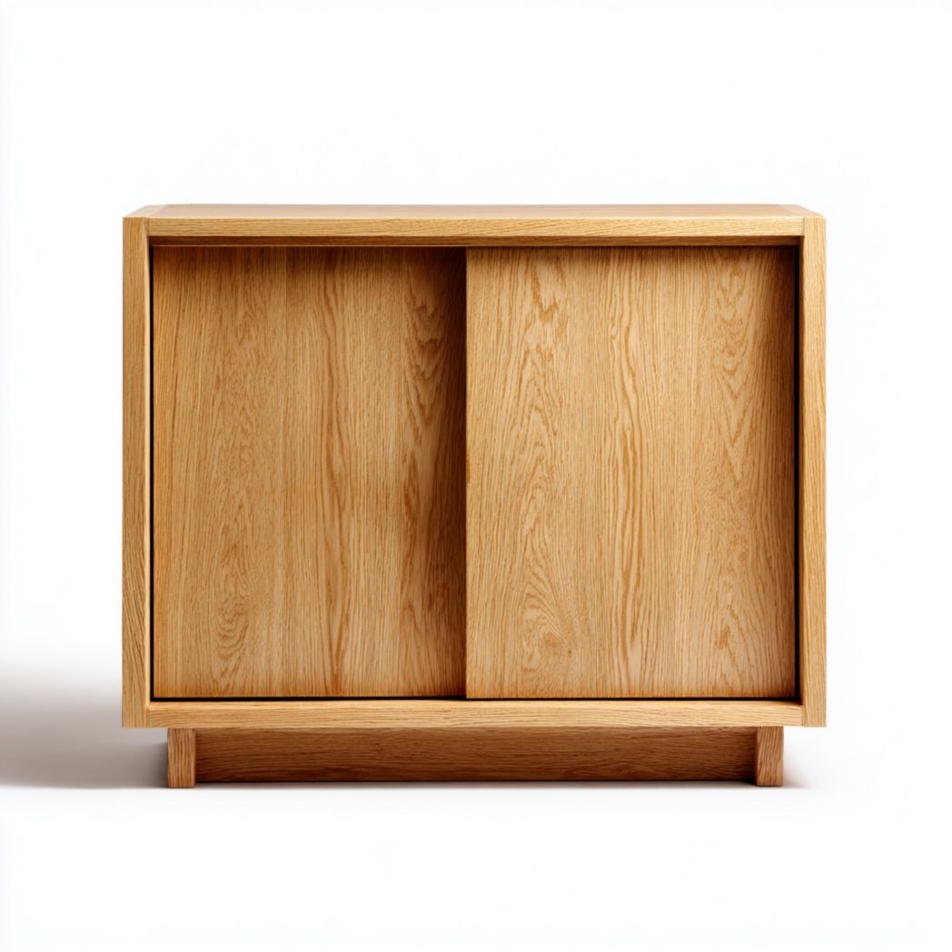 Buffet à deux portes coulissantes en bois brun clair