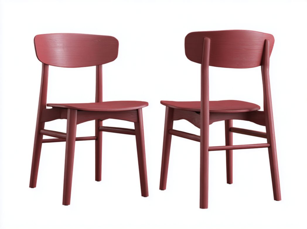 Lot de 2 chaises en bois rouge brun à dossier courbé large