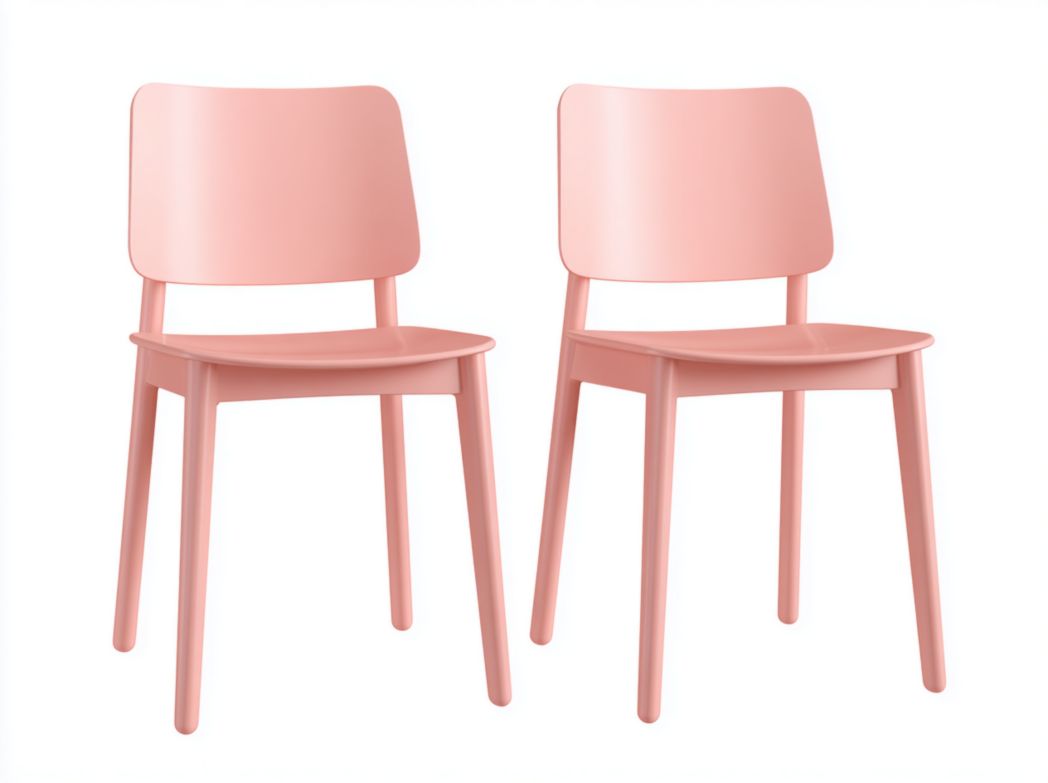 Lot de 2 chaises de salle à manger en plastique rose avec pieds ronds