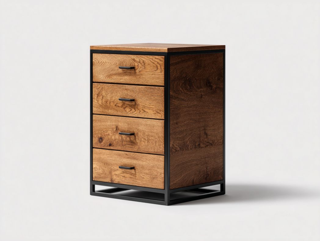 Meuble à chaussures brun foncé avec cadre et poignées noirs