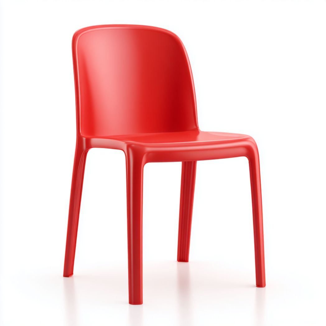 Chaise en plastique rouge à dossier arrondi monobloc