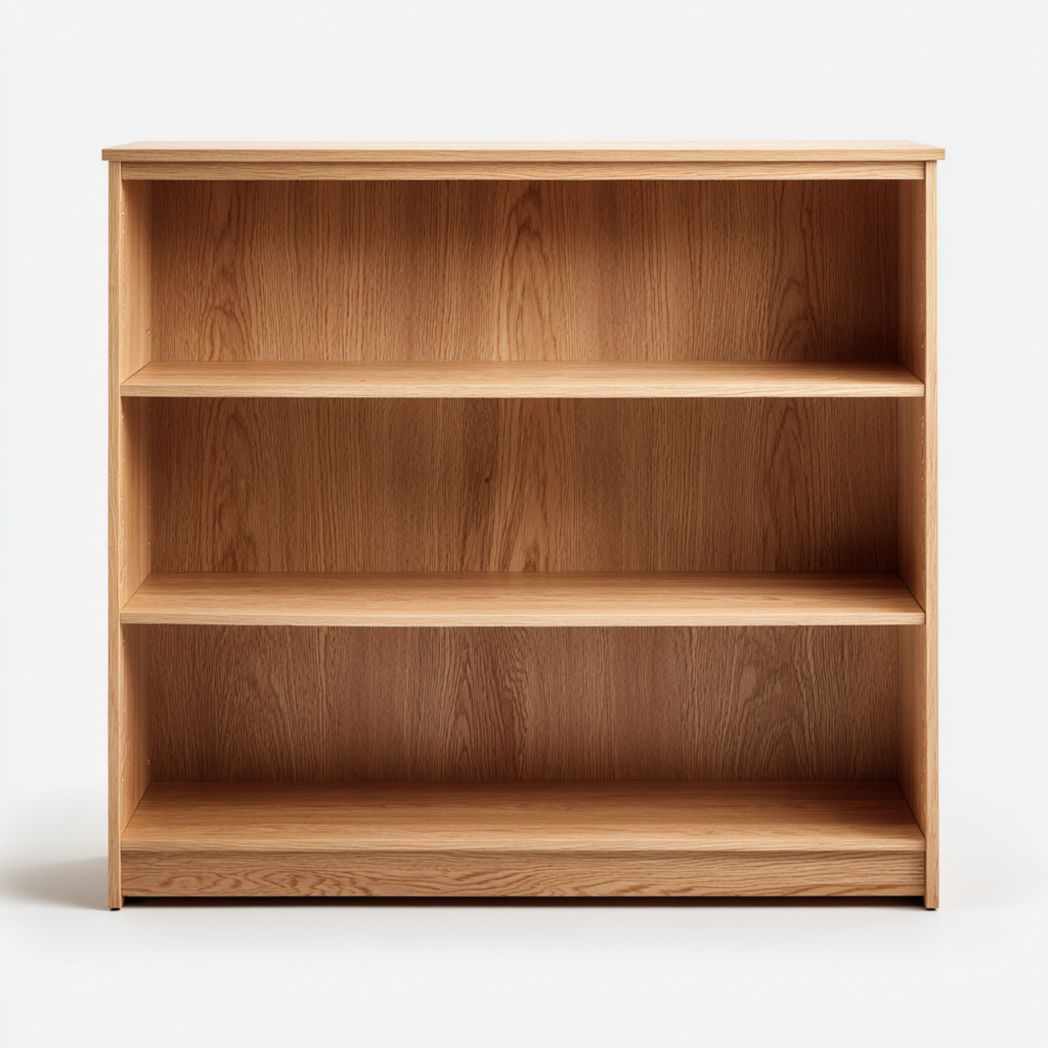 Bibliothèque ouverte à trois niveaux en panneau de particules brun clair