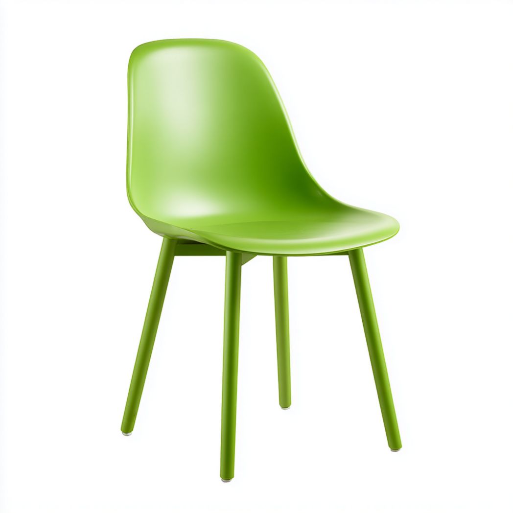 Chaise en plastique verte avec pieds en métal
