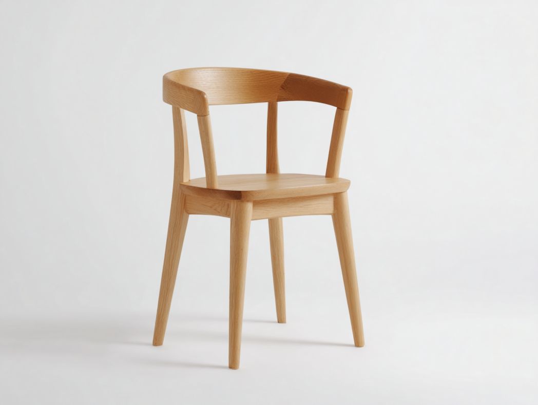 Chaise en bois marron clair à dossier courbé