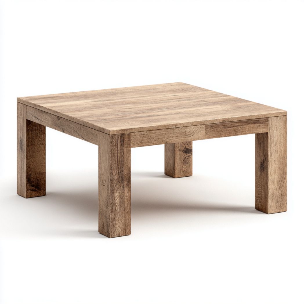 Table basse carrée en panneau MDF brun clair