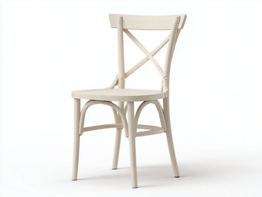 Chaise en bois blanc cassé avec dossier croisé