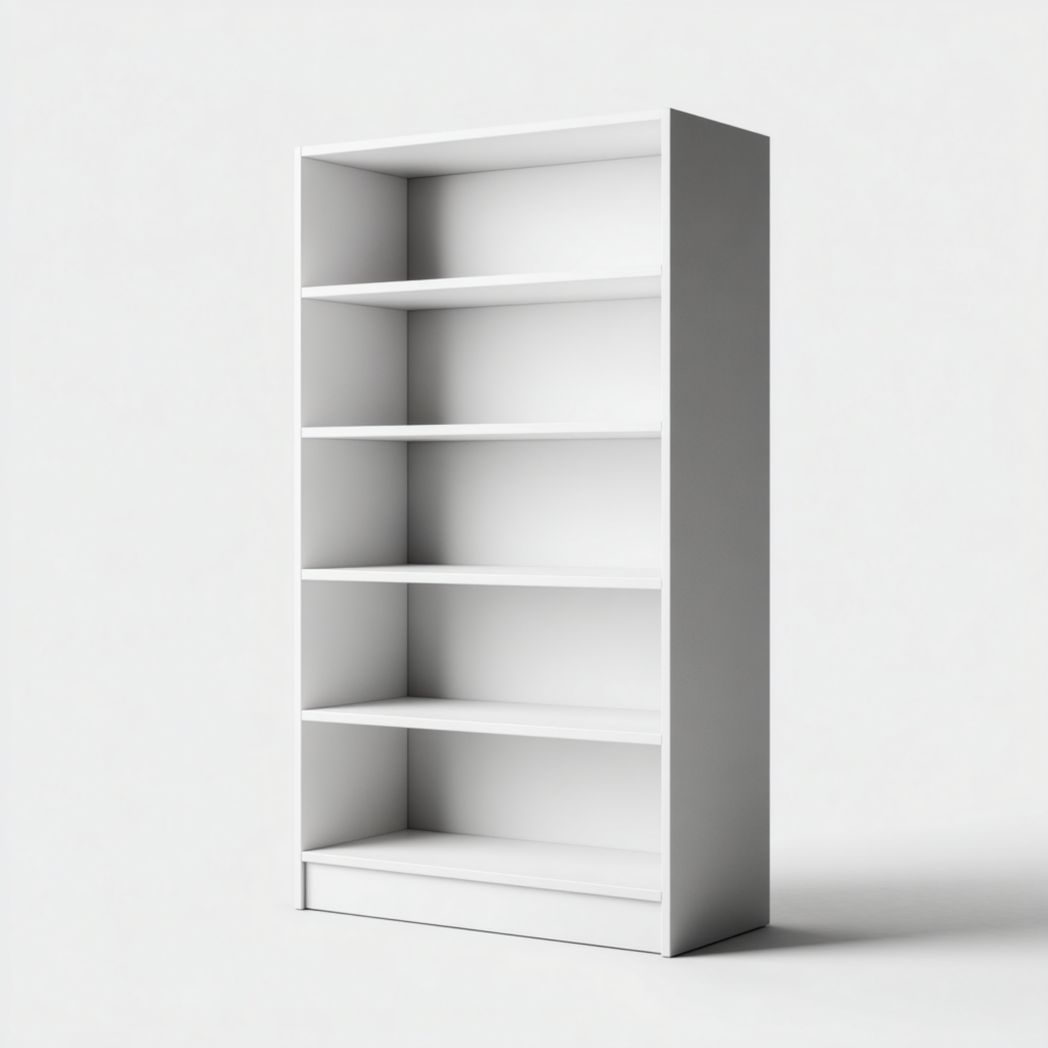 Bibliothèque ouverte à 5 niveaux en panneau de particules blanc