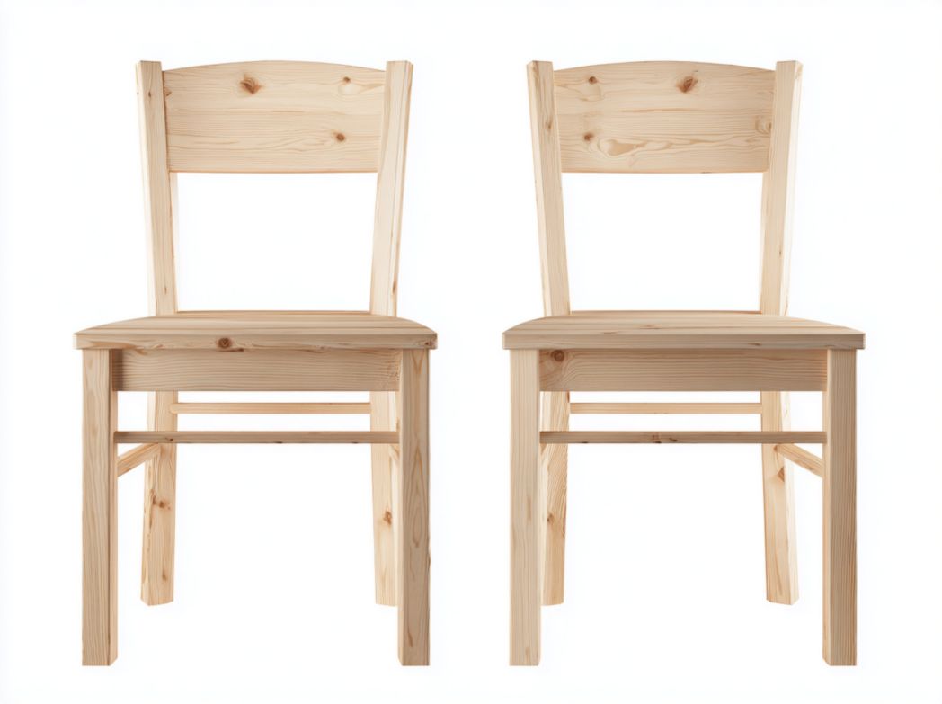 Lot de 2 chaises en bois beige clair à dossier légèrement incurvé