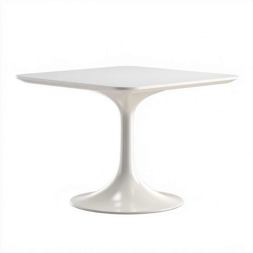 Table basse carrée blanche avec pied tulipe