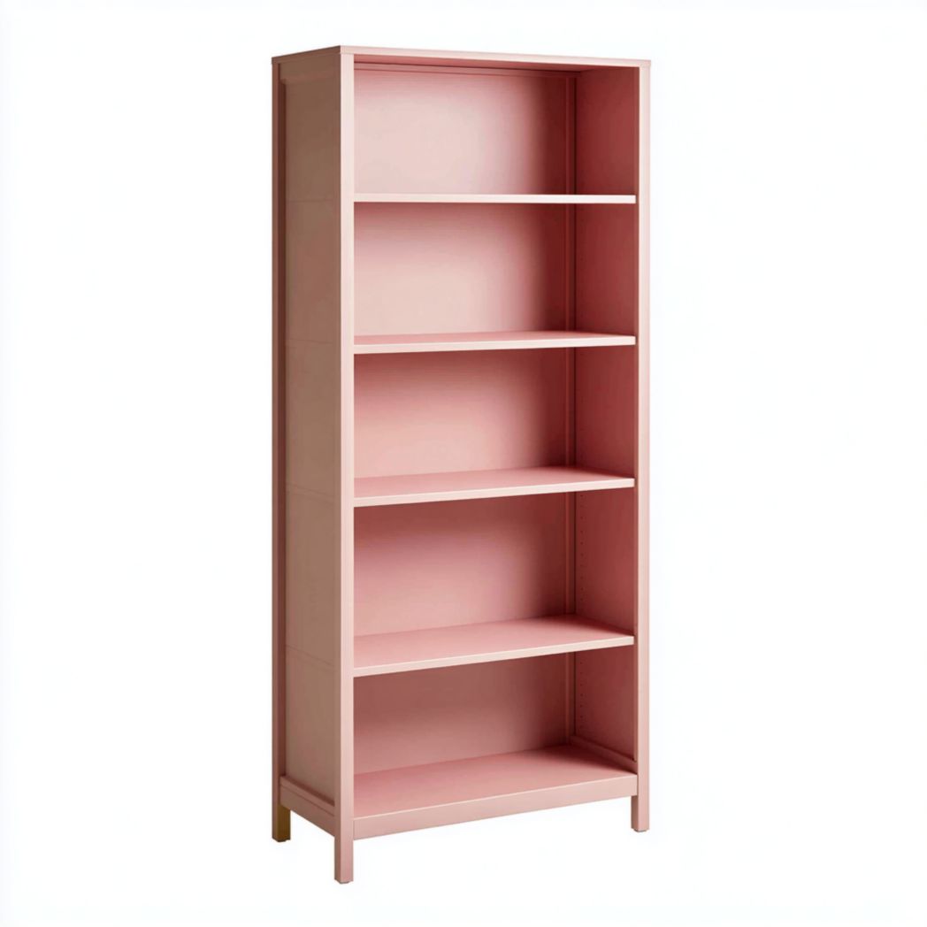 Bibliothèque à cinq niveaux en panneau MDF rose