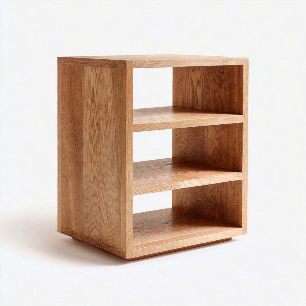 Bibliothèque de rangement ouverte à 3 niveaux en panneau brun clair