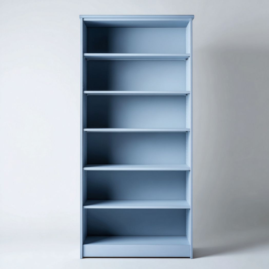 Bibliothèque à six niveaux en panneau MDF bleu clair