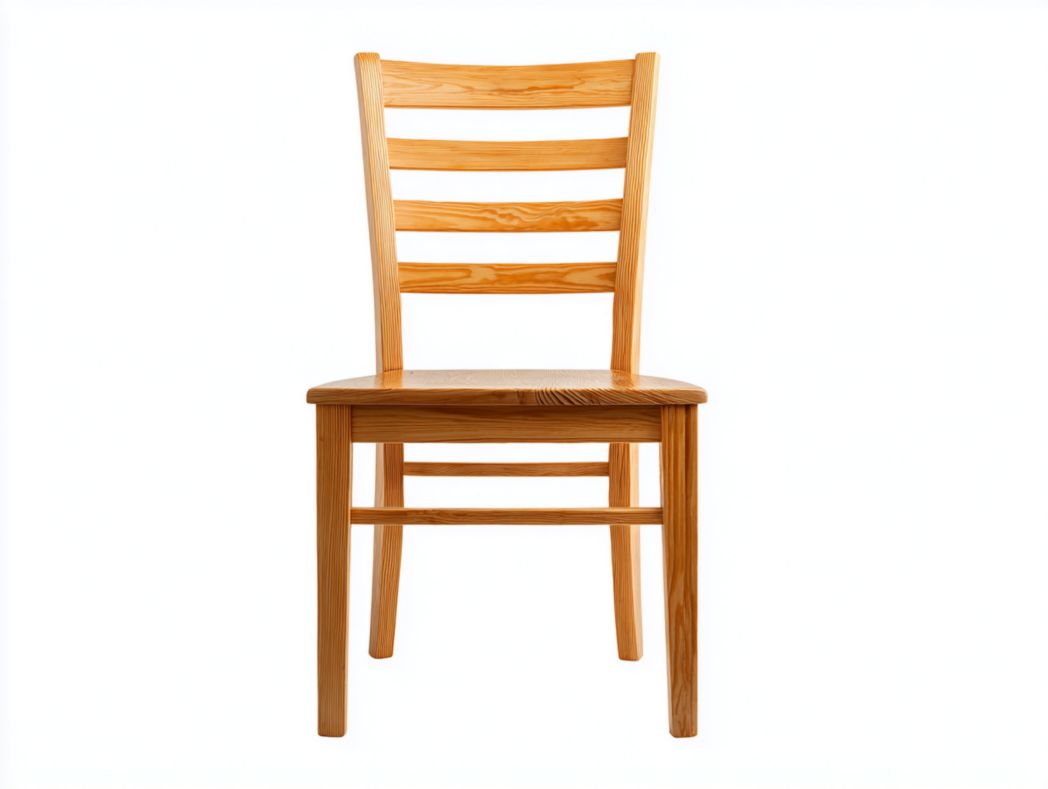 Chaise de salle à manger en bois massif brun clair avec dossier à barreaux