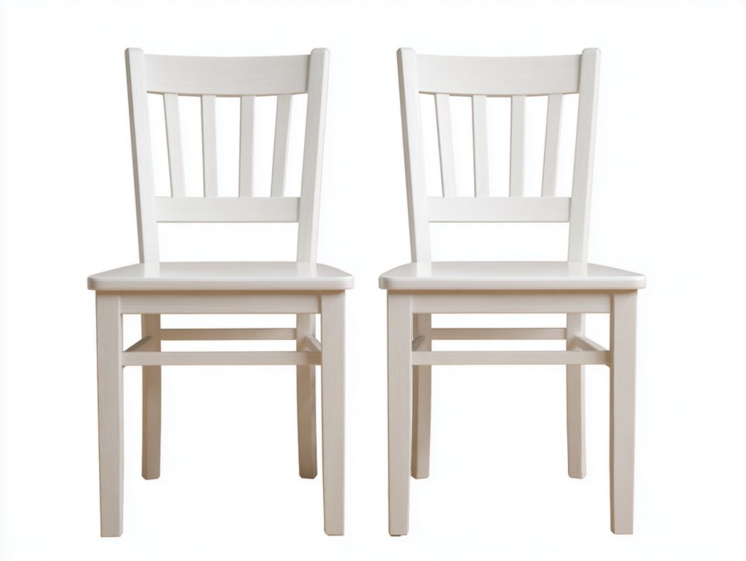 Lot de 2 chaises en bois blanches à dossier à barreaux verticaux