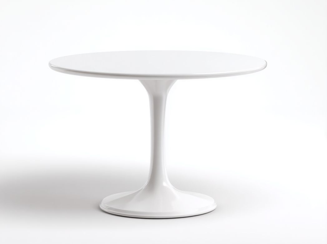 Table basse ronde blanche avec base circulaire