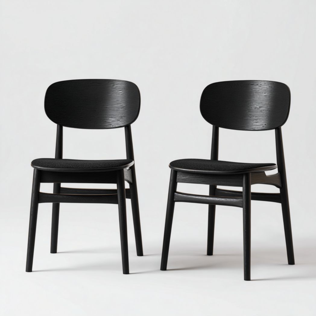 Lot de 2 chaises en bois noir à dossier ovale large