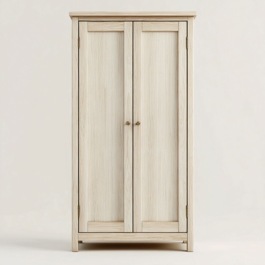 Armoire à deux portes | Structure rectangulaire en chêne blanchi à double vantail
