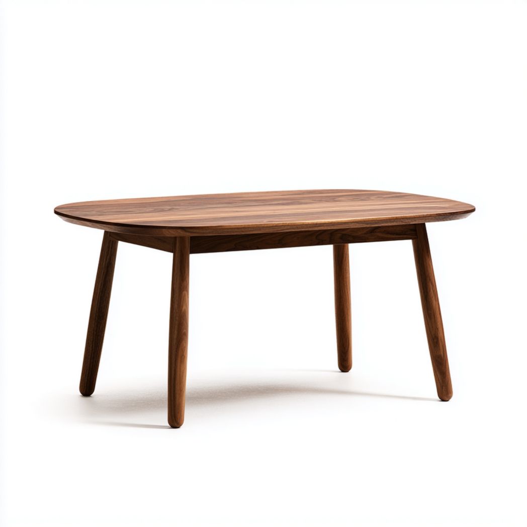 Table basse ovale en bois couleur noyer foncé