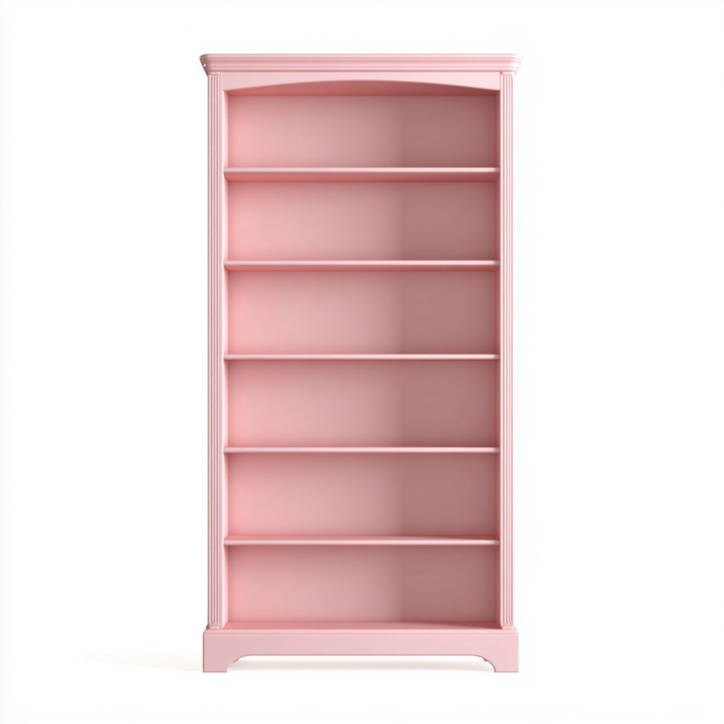 Bibliothèque rectangulaire rose à six niveaux en bois
